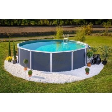 Piscine Hors Sol Gris Métal Prestige Ø3.95m H 1.32